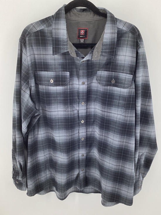 Swiss Tech Other - Swiss Tech Gray and Black Plaid Casual Button Down Shirt
